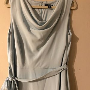 Dressy party dress. Aqua with tie on waist. 16.